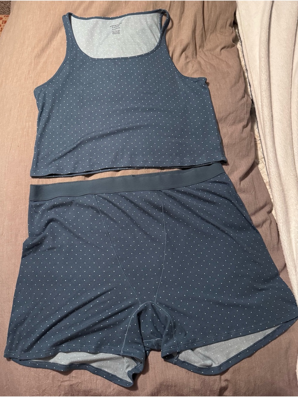 American Eagle Outfitters Blue Polka Dot Sleep Tank & Boxer Set